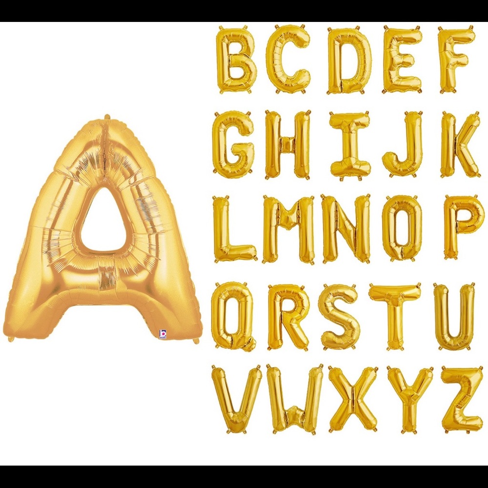 3 foil gold letter party balloons “ABC” NEW